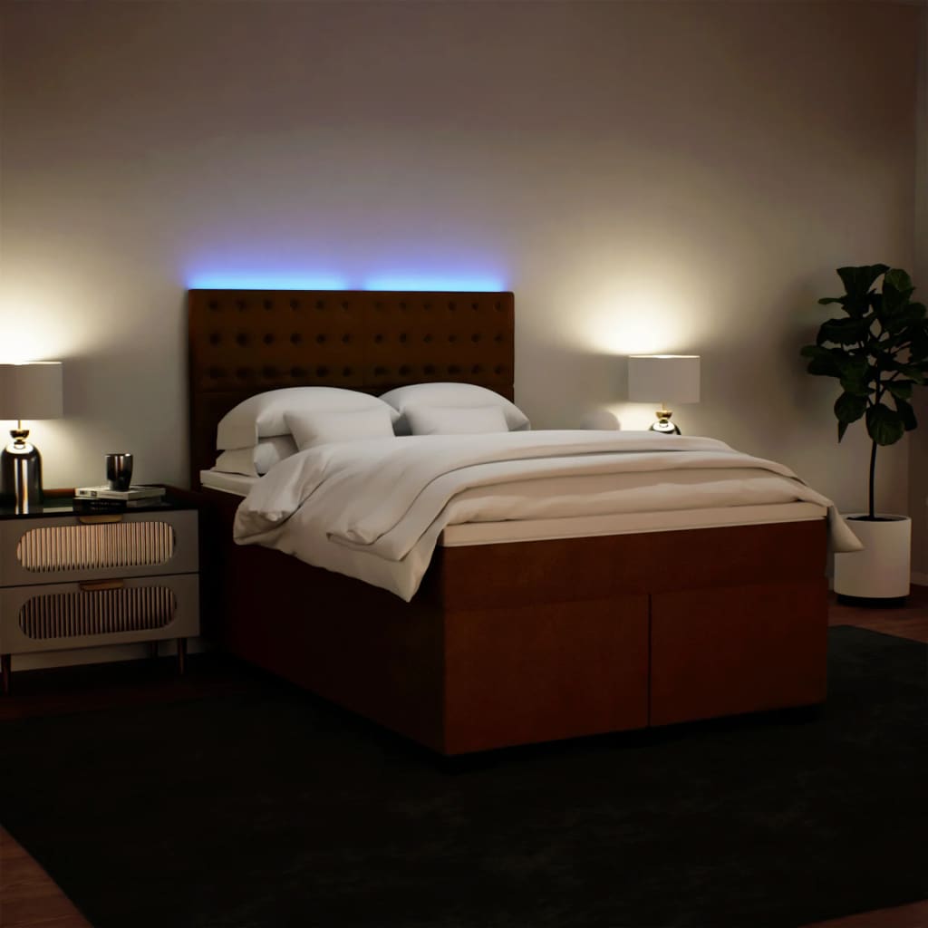 vidaXL Κρεβάτι Boxspring με Στρώμα Ροζ 140x200 εκ. Βελούδινο