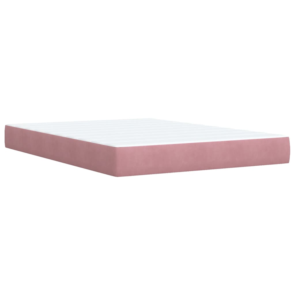 vidaXL Κρεβάτι Boxspring με Στρώμα Ροζ 140x200 εκ. Βελούδινο
