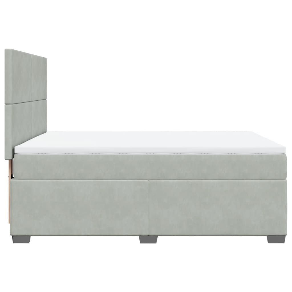 vidaXL Κρεβάτι Boxspring με Στρώμα Ανοιχτό Γκρι 160x200 εκ. Βελούδινο