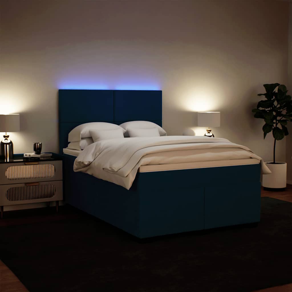 vidaXL Κρεβάτι Boxspring με Στρώμα Μπλε 160x200 εκ. Βελούδινο