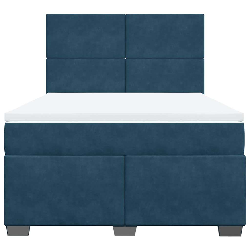 vidaXL Κρεβάτι Boxspring με Στρώμα Μπλε 160x200 εκ. Βελούδινο