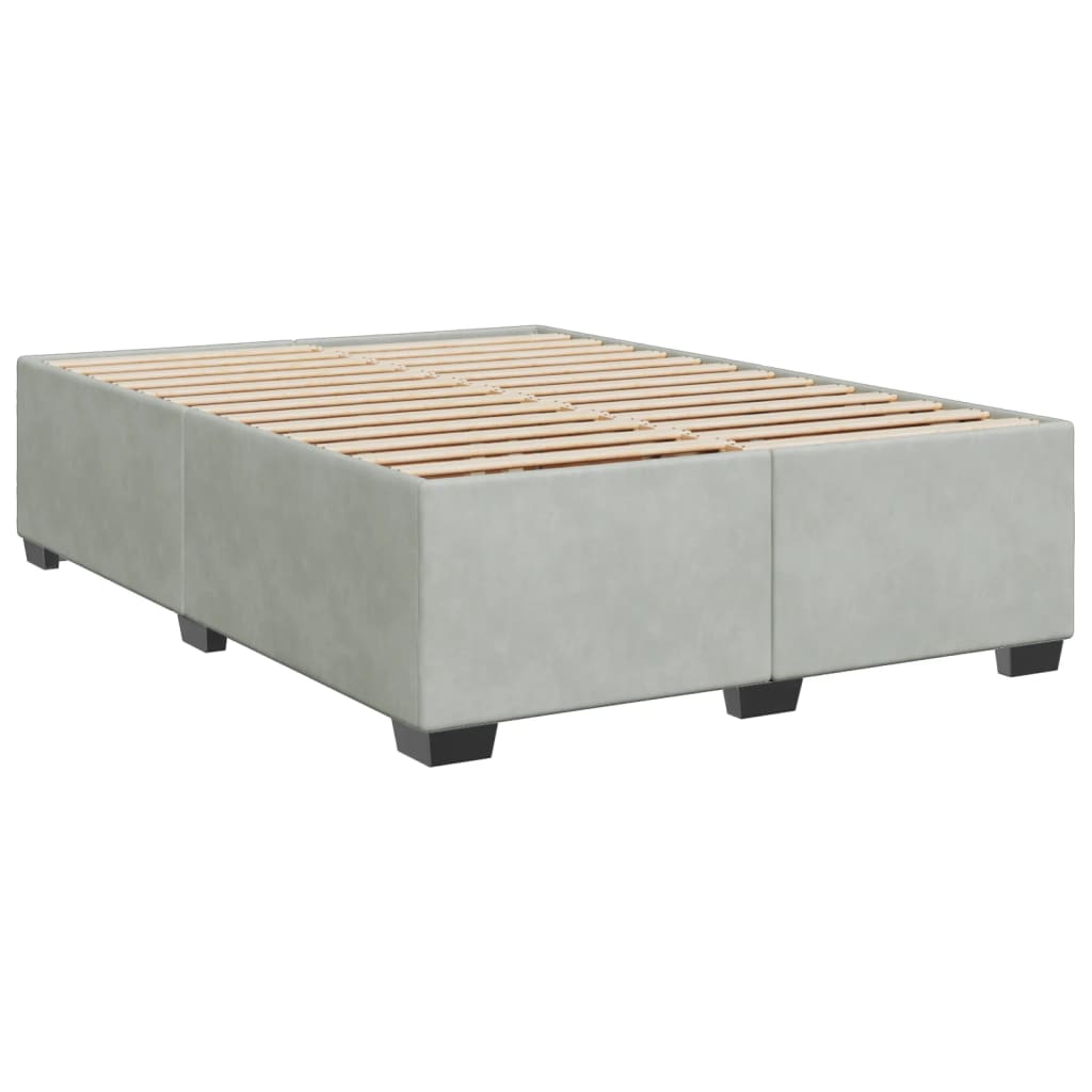 vidaXL Κρεβάτι Boxspring με Στρώμα Ανοιχτό Γκρι 160x200 εκ. Βελούδινο