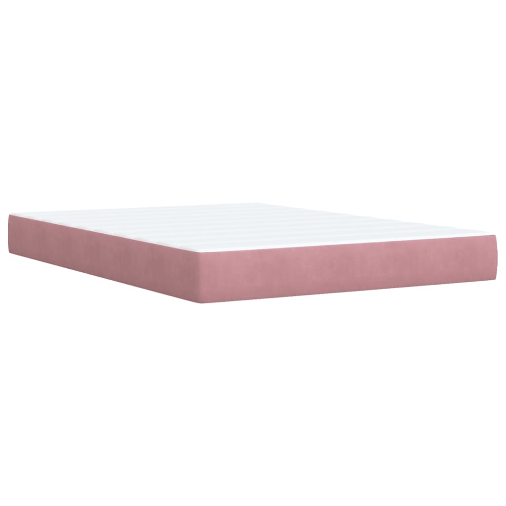 vidaXL Κρεβάτι Boxspring με Στρώμα Ροζ 160x200 εκ. Βελούδινο