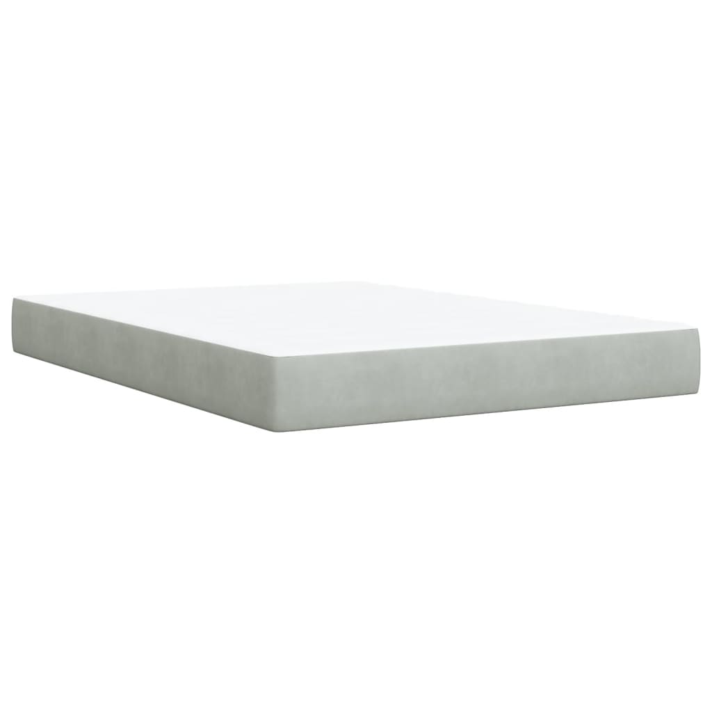 vidaXL Κρεβάτι Boxspring με Στρώμα Ανοιχτό Γκρι 160x200 εκ. Βελούδινο