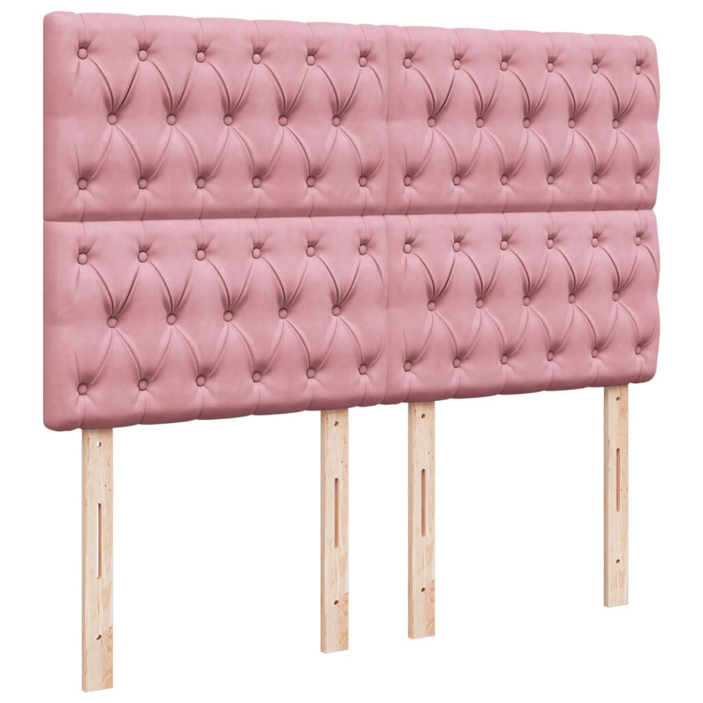 vidaXL Κρεβάτι Boxspring με Στρώμα Ροζ 160x200 εκ. Βελούδινο