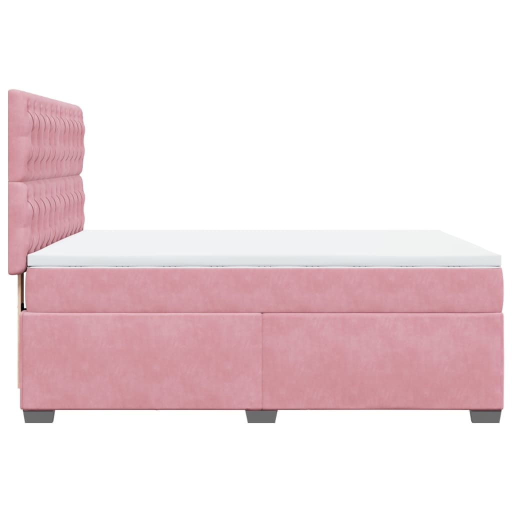 vidaXL Κρεβάτι Boxspring με Στρώμα Ροζ 160x200 εκ. Βελούδινο