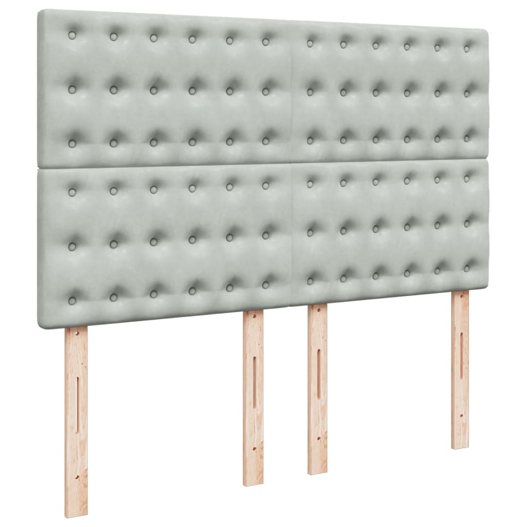 vidaXL Κρεβάτι Boxspring με Στρώμα Ανοιχτό Γκρι 160x200 εκ. Βελούδινο