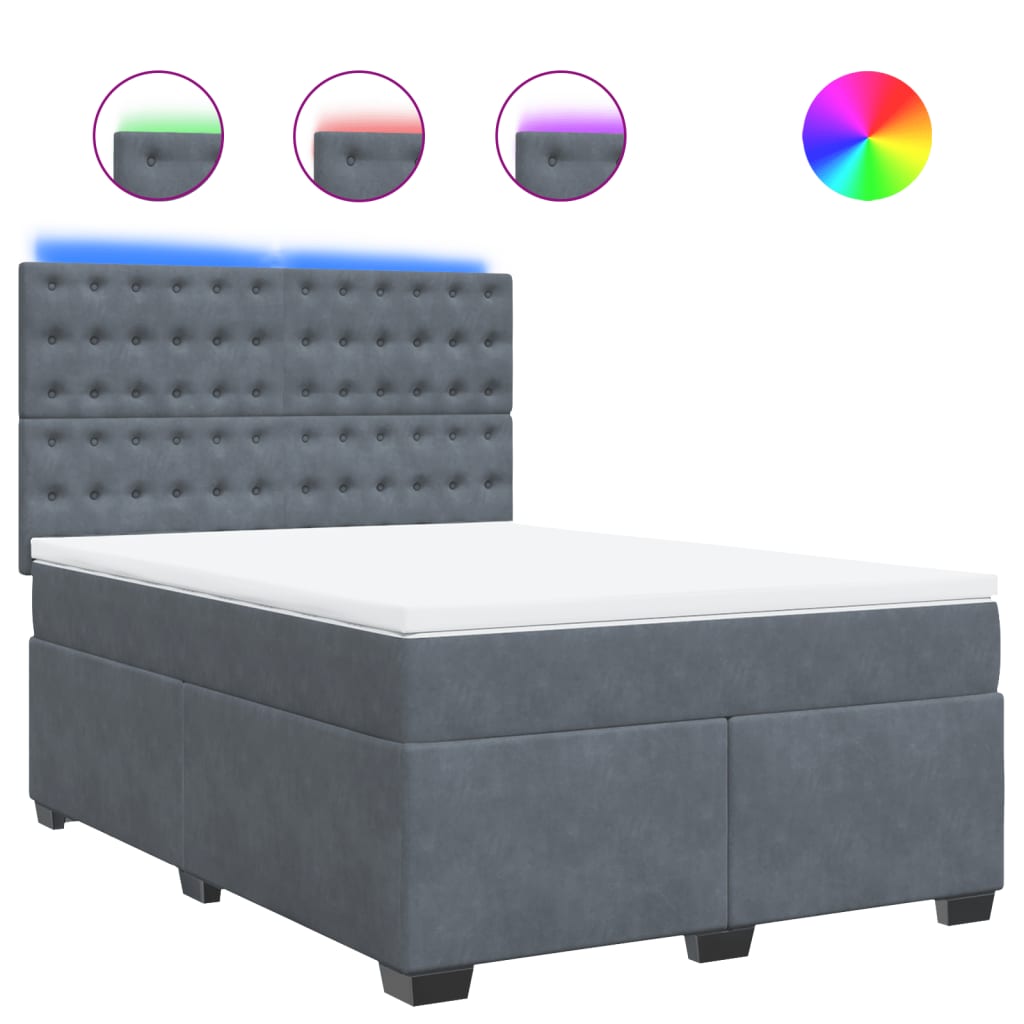 vidaXL Κρεβάτι Boxspring με Στρώμα Σκούρο Γκρι 160x200 εκ. Βελούδινο