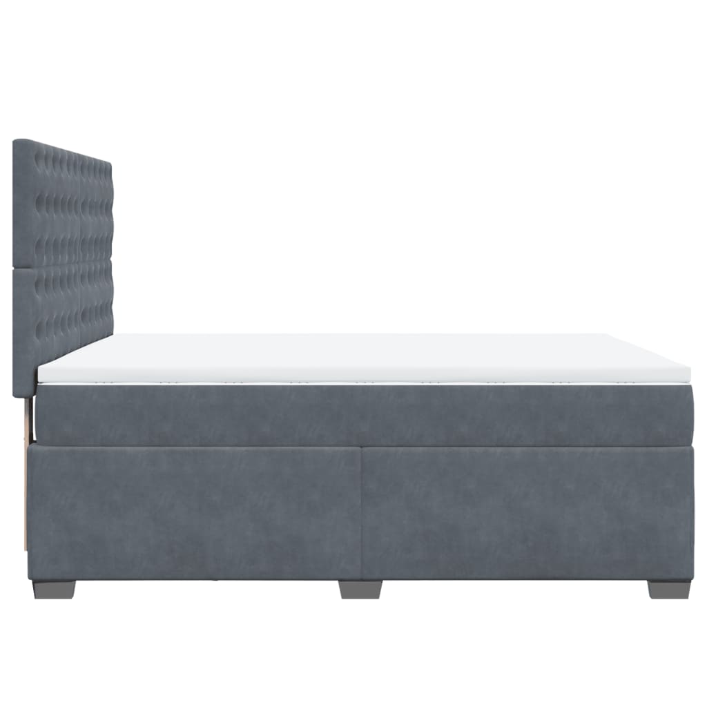 vidaXL Κρεβάτι Boxspring με Στρώμα Σκούρο Γκρι 160x200 εκ. Βελούδινο