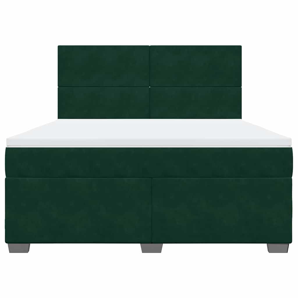 vidaXL Κρεβάτι Boxspring με Στρώμα Σκούρο Πράσινο 180x200εκ. Βελούδινο