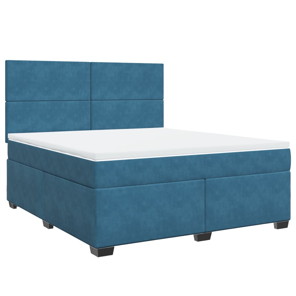 vidaXL Κρεβάτι Boxspring με Στρώμα Μπλε 180x200 εκ. Βελούδινο