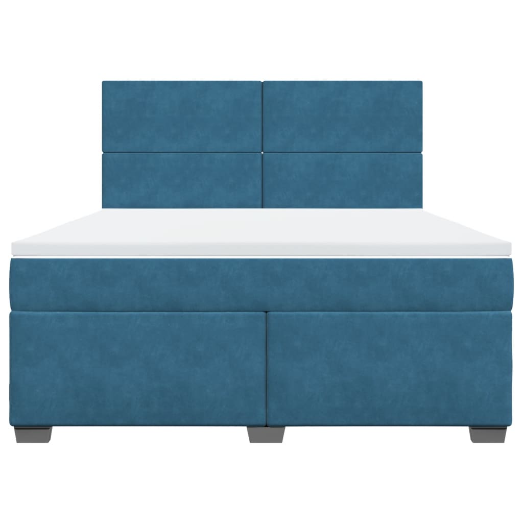 vidaXL Κρεβάτι Boxspring με Στρώμα Μπλε 180x200 εκ. Βελούδινο