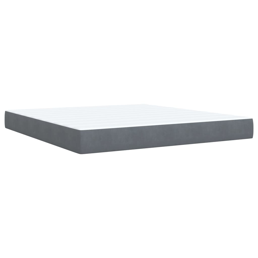 vidaXL Κρεβάτι Boxspring με Στρώμα Σκούρο Γκρι 180x200 εκ. Βελούδινο