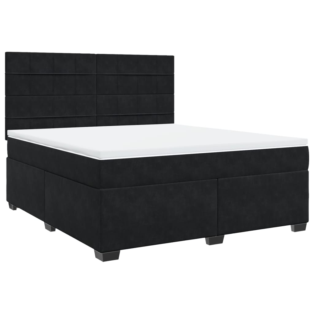vidaXL Κρεβάτι Boxspring με Στρώμα Μαύρο 180x200 εκ. Βελούδινο