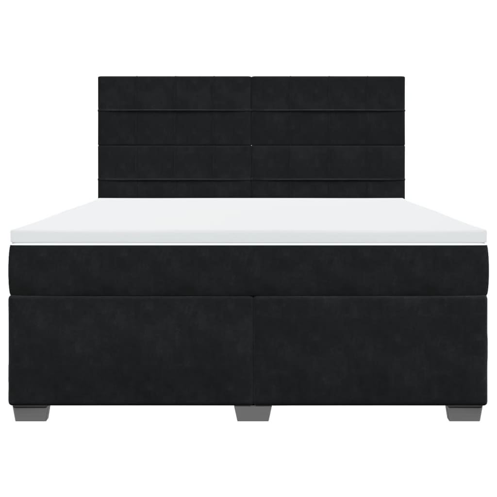 vidaXL Κρεβάτι Boxspring με Στρώμα Μαύρο 180x200 εκ. Βελούδινο