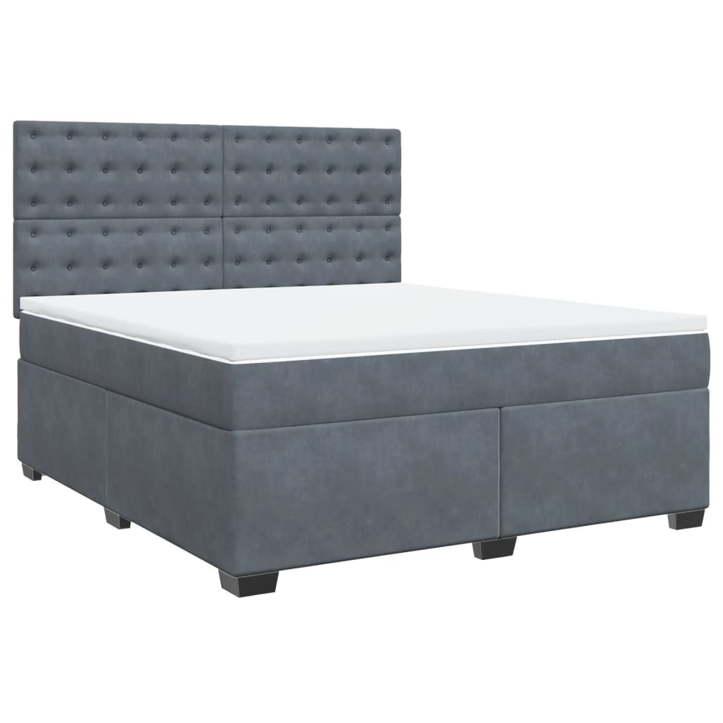 vidaXL Κρεβάτι Boxspring με Στρώμα Σκούρο Γκρι 180x200 εκ. Βελούδινο