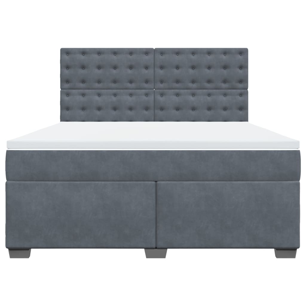 vidaXL Κρεβάτι Boxspring με Στρώμα Σκούρο Γκρι 180x200 εκ. Βελούδινο