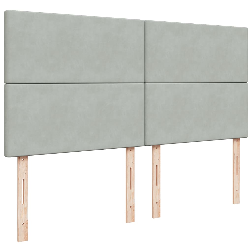 vidaXL Κρεβάτι Boxspring με Στρώμα Ανοιχτό Γκρι 200x200 εκ. Βελούδινο