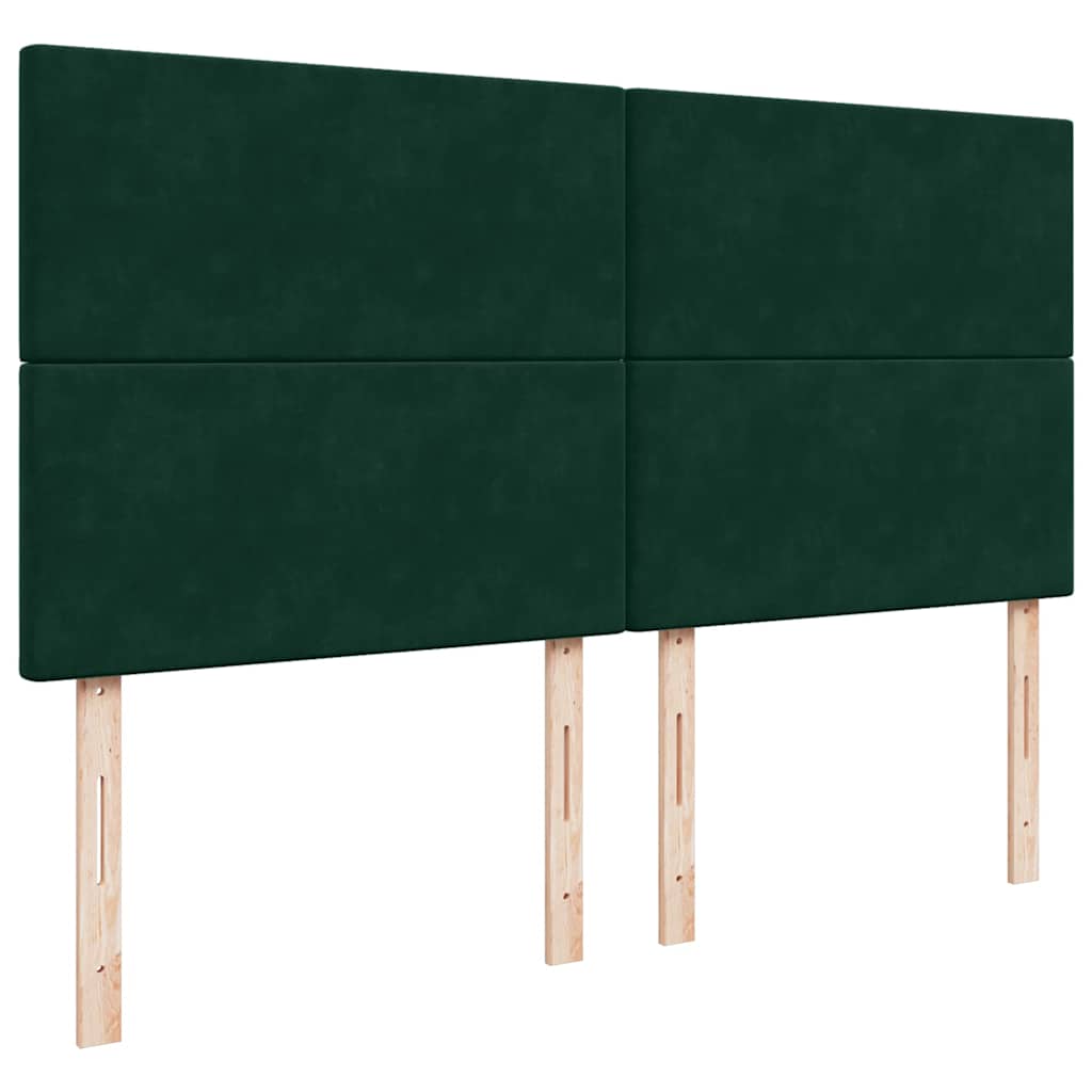 vidaXL Κρεβάτι Boxspring με Στρώμα Σκούρο Πράσινο 200x200εκ. Βελούδινο
