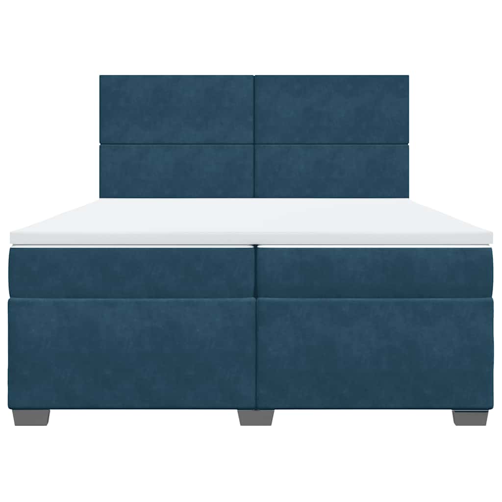 vidaXL Κρεβάτι Boxspring με Στρώμα Μπλε 200x200 εκ. Βελούδινο