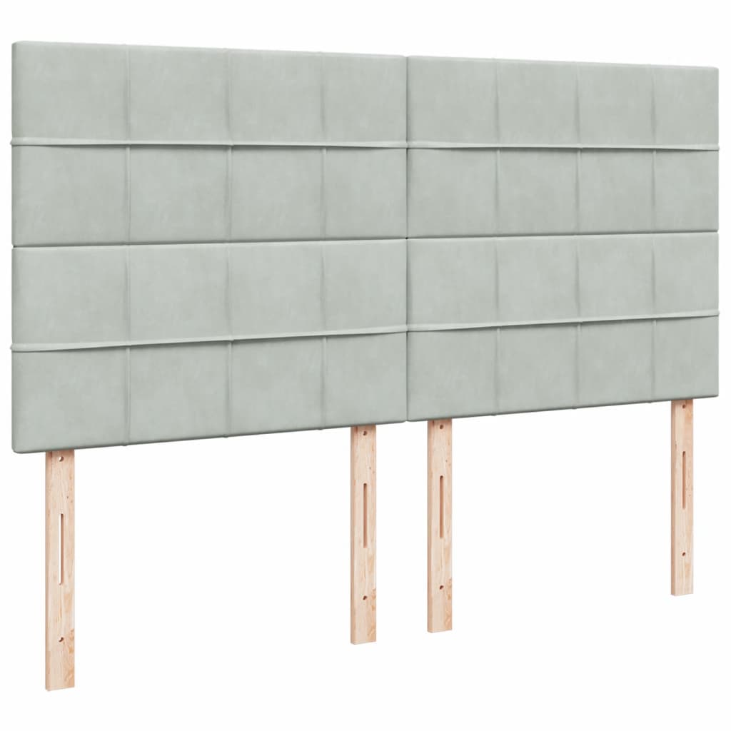vidaXL Κρεβάτι Boxspring με Στρώμα Ανοιχτό Γκρι 200x200 εκ. Βελούδινο