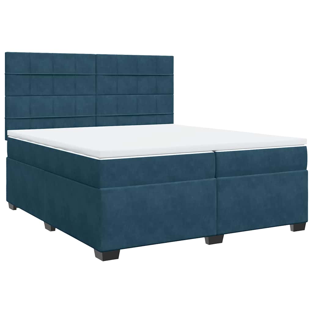 vidaXL Κρεβάτι Boxspring με Στρώμα Μπλε 200x200 εκ. Βελούδινο