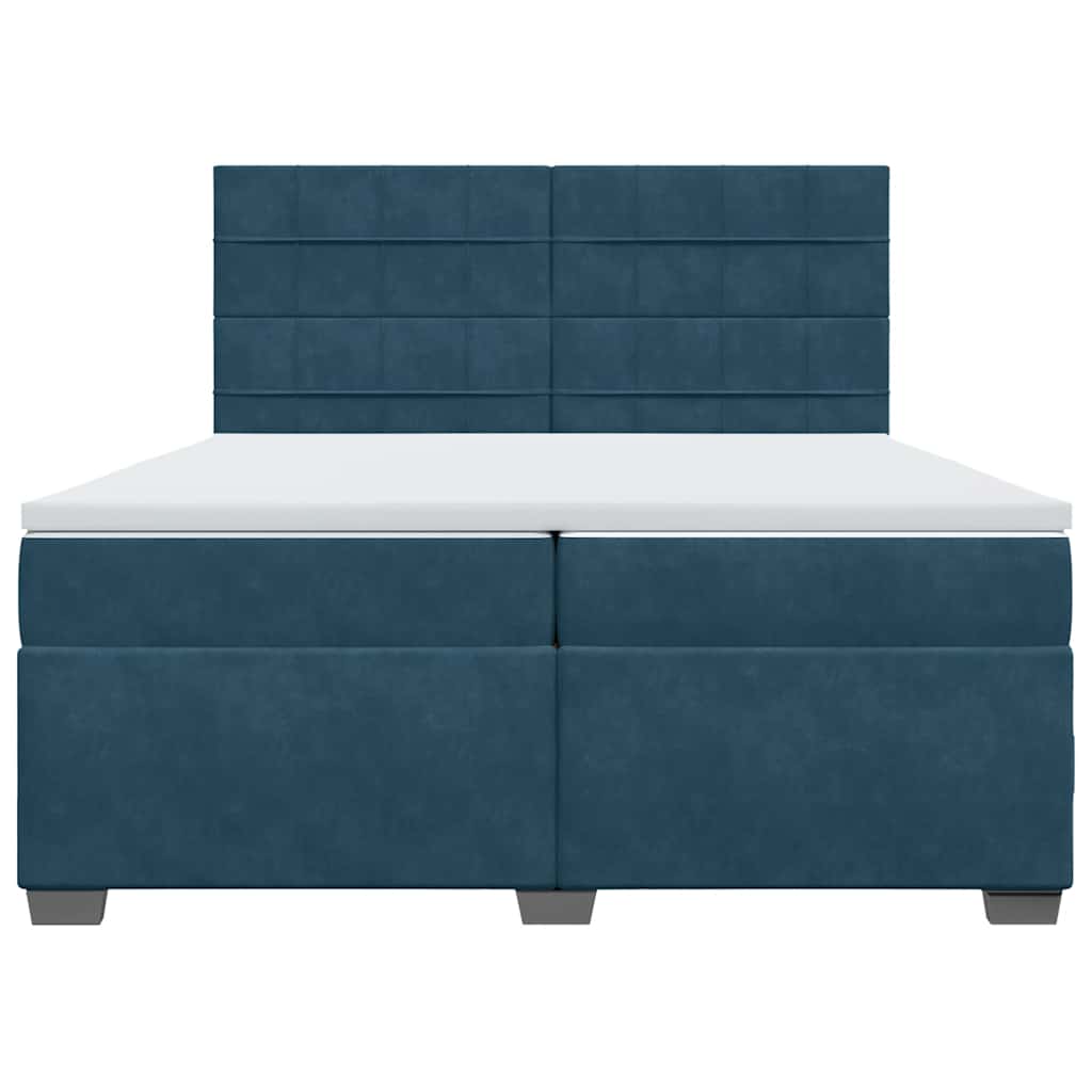 vidaXL Κρεβάτι Boxspring με Στρώμα Μπλε 200x200 εκ. Βελούδινο