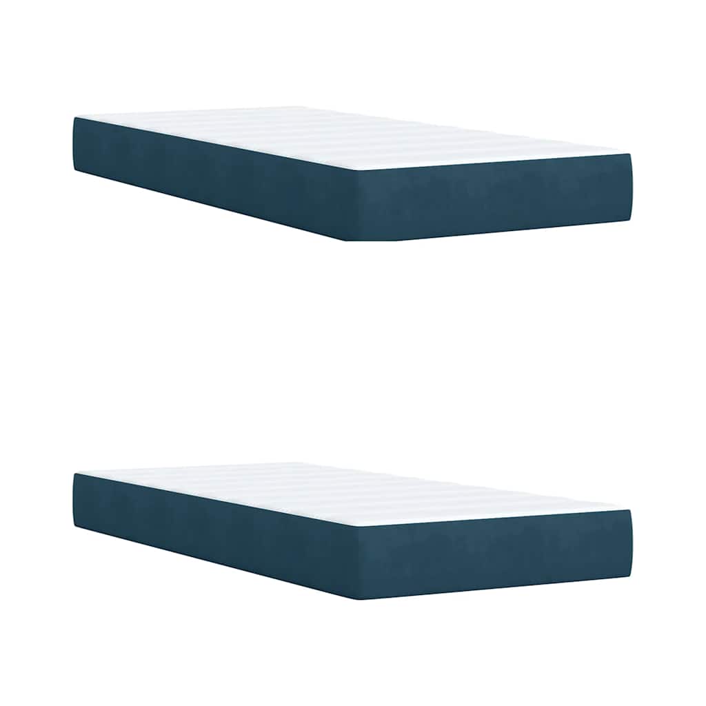 vidaXL Κρεβάτι Boxspring με Στρώμα Μπλε 200x200 εκ. Βελούδινο