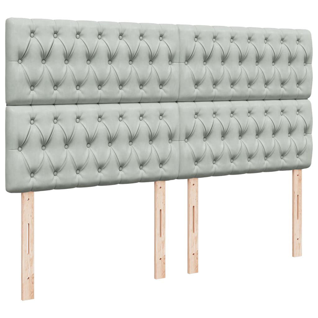 vidaXL Κρεβάτι Boxspring με Στρώμα Ανοιχτό Γκρι 200x200 εκ. Βελούδινο