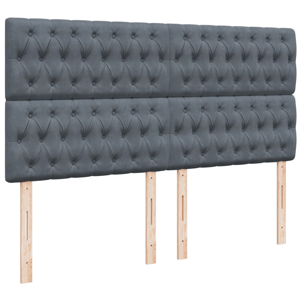 vidaXL Κρεβάτι Boxspring με Στρώμα Σκούρο Γκρι 200x200 εκ. Βελούδινο
