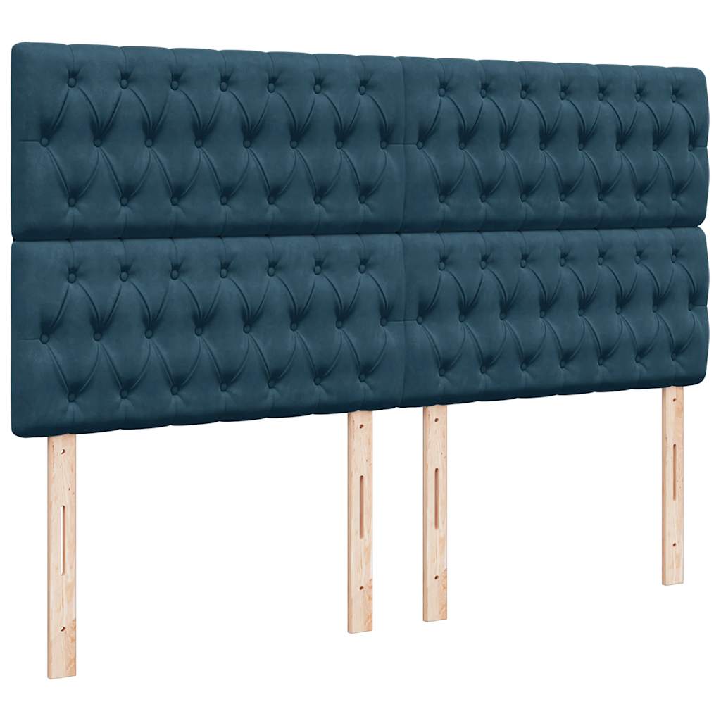 vidaXL Κρεβάτι Boxspring με Στρώμα Μπλε 200x200 εκ. Βελούδινο