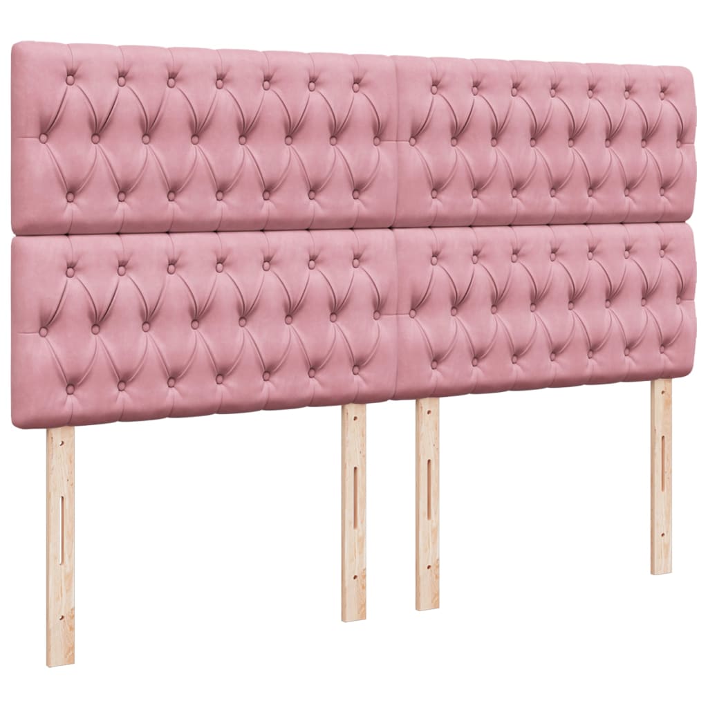 vidaXL Κρεβάτι Boxspring με Στρώμα Ροζ 200x200 εκ. Βελούδινο