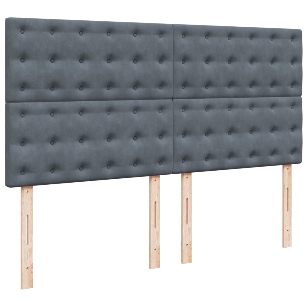 vidaXL Κρεβάτι Boxspring με Στρώμα Σκούρο Γκρι 200x200 εκ. Βελούδινο
