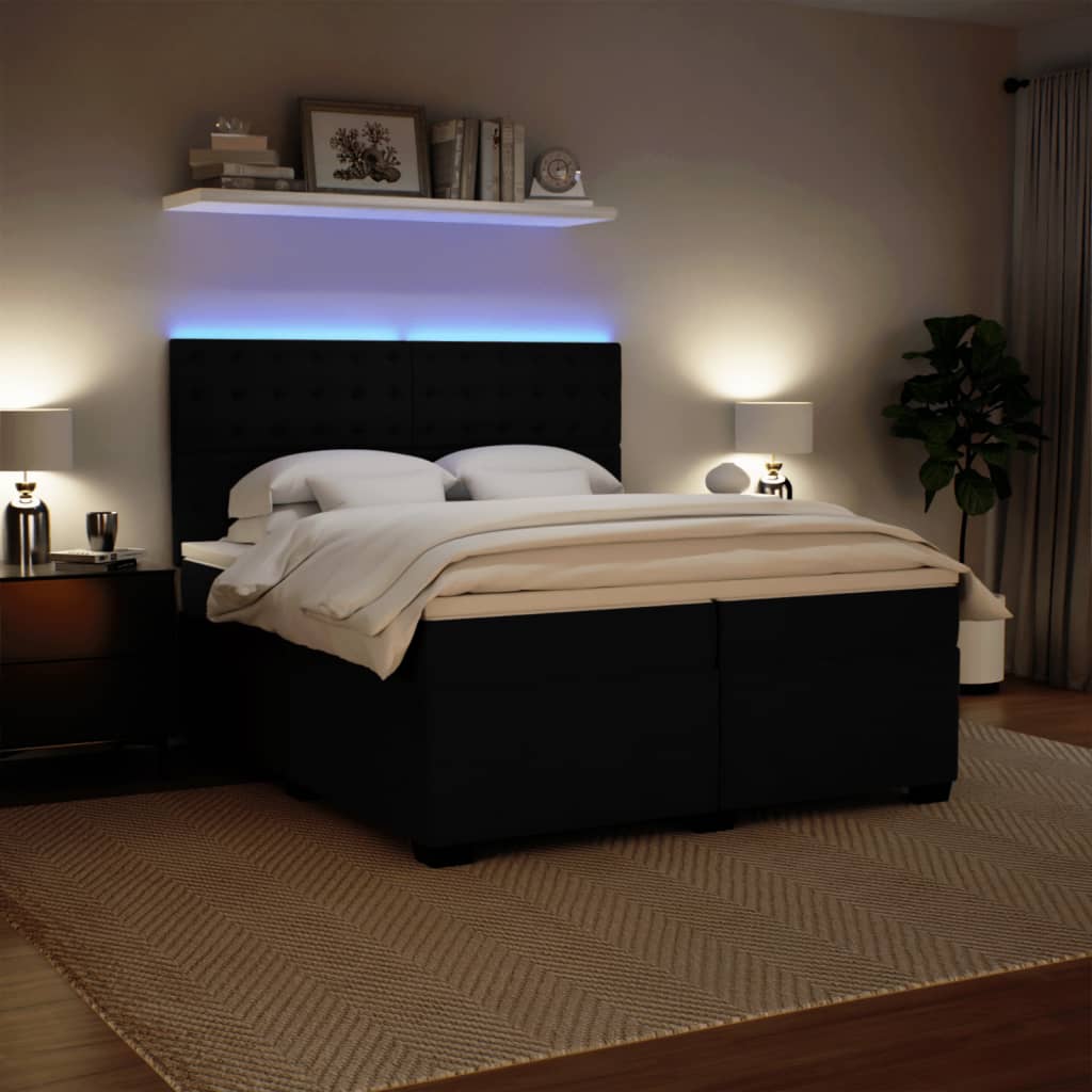 vidaXL Κρεβάτι Boxspring με Στρώμα Μαύρο 200x200 εκ. Βελούδινο