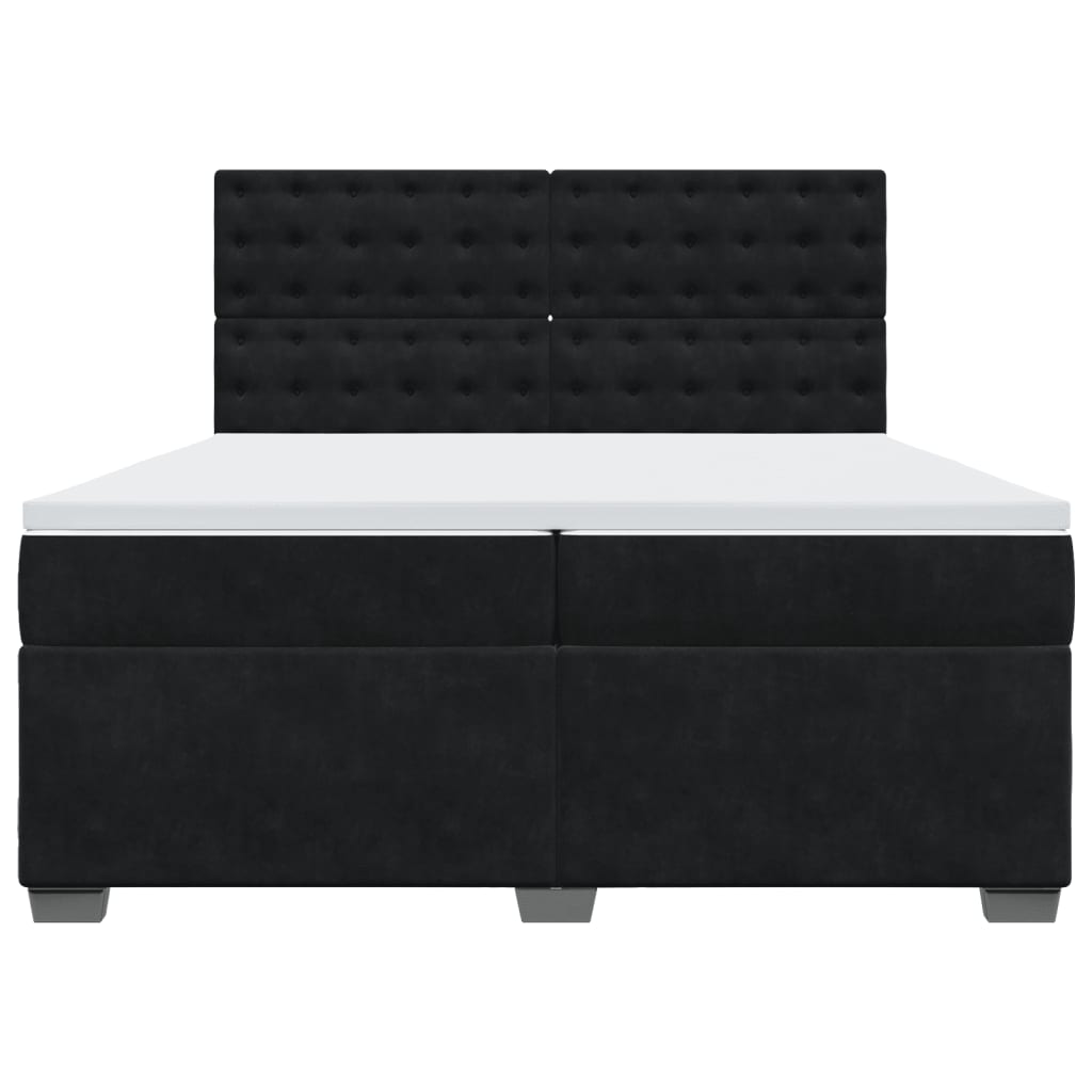 vidaXL Κρεβάτι Boxspring με Στρώμα Μαύρο 200x200 εκ. Βελούδινο