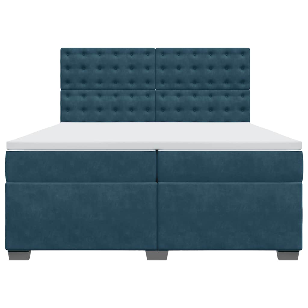 vidaXL Κρεβάτι Boxspring με Στρώμα Μπλε 200x200 εκ. Βελούδινο