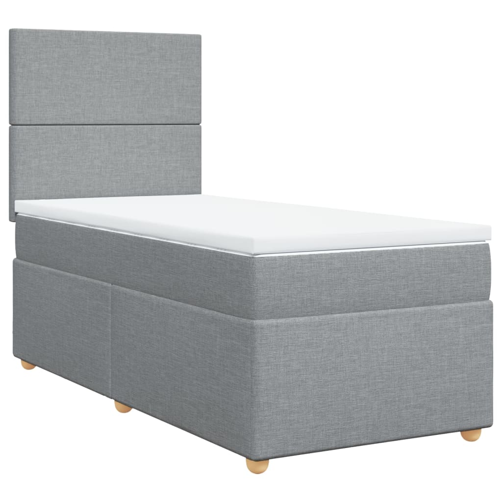 vidaXL Κρεβάτι Boxspring με Στρώμα Ανοιχτό Γκρι 80x200 εκ. Υφασμάτινο