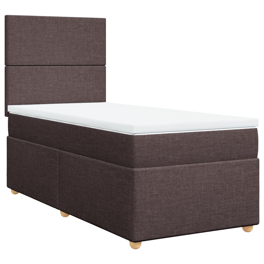 vidaXL Κρεβάτι Boxspring με Στρώμα Σκούρο Καφέ 80x200 εκ. Υφασμάτινο