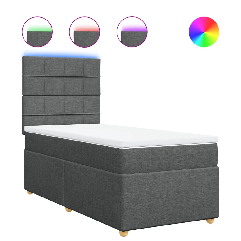 vidaXL Κρεβάτι Boxspring με Στρώμα Σκούρο Γκρι 80x200 εκ. Υφασμάτινο