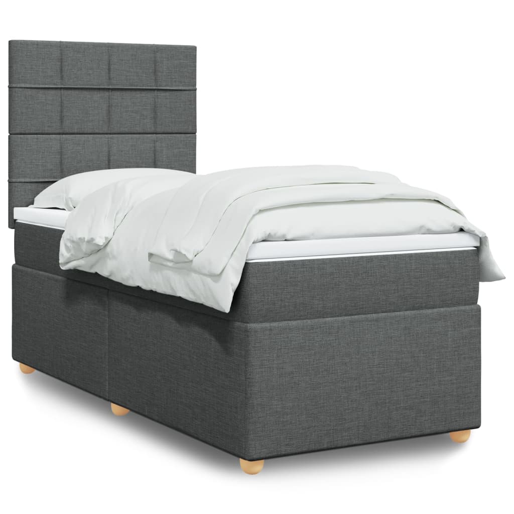 vidaXL Κρεβάτι Boxspring με Στρώμα Σκούρο Γκρι 80x200 εκ. Υφασμάτινο