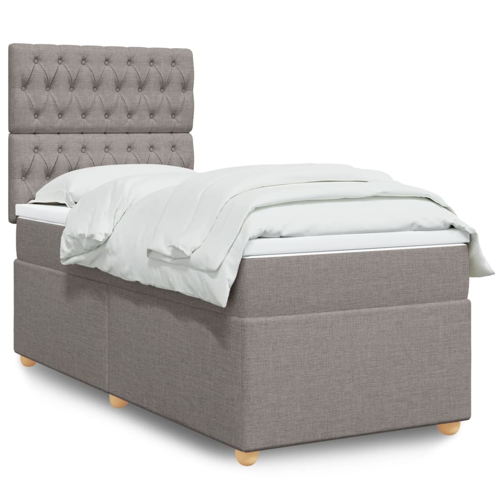 vidaXL Κρεβάτι Boxspring με Στρώμα Taupe 80x200 εκ. Υφασμάτινο