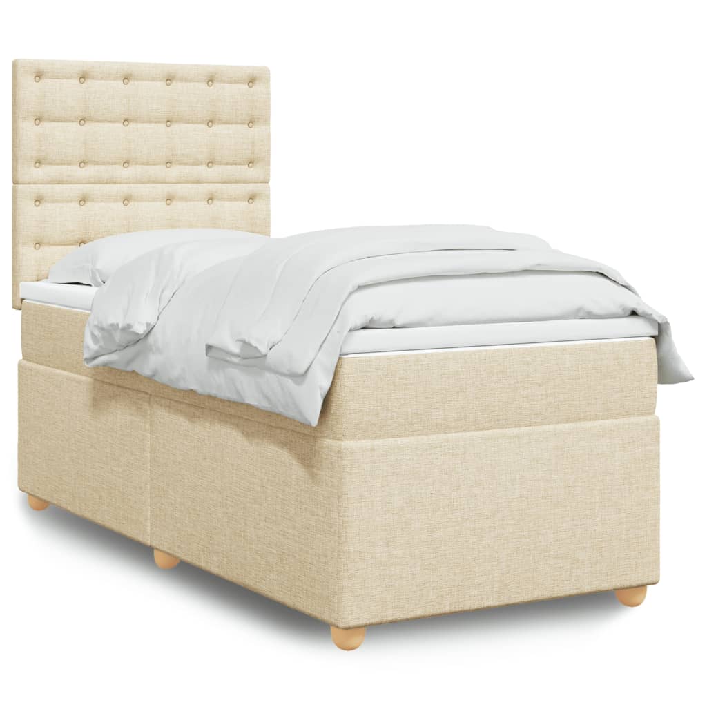 vidaXL Κρεβάτι Boxspring με Στρώμα Κρεμ 80 x 200 εκ. Υφασμάτινο