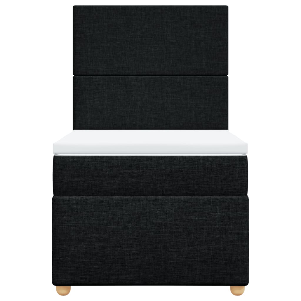vidaXL Κρεβάτι Boxspring με Στρώμα Μαύρο 90x190 εκ.Υφασμάτινο