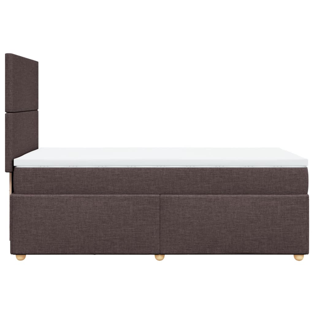vidaXL Κρεβάτι Boxspring με Στρώμα Σκούρο Καφέ 90x190 εκ. Υφασμάτινο