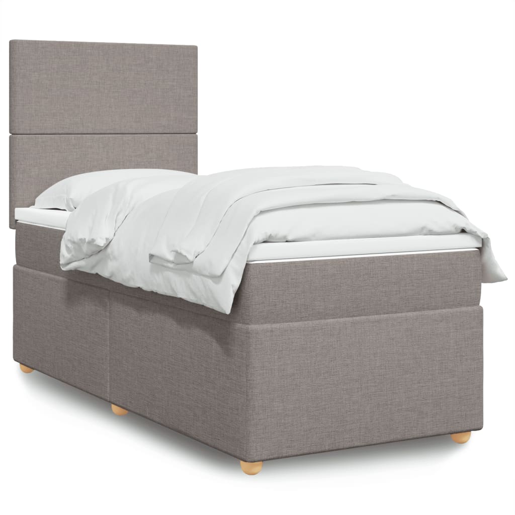 vidaXL Κρεβάτι Boxspring με Στρώμα Taupe 90x190 εκ.Υφασμάτινο