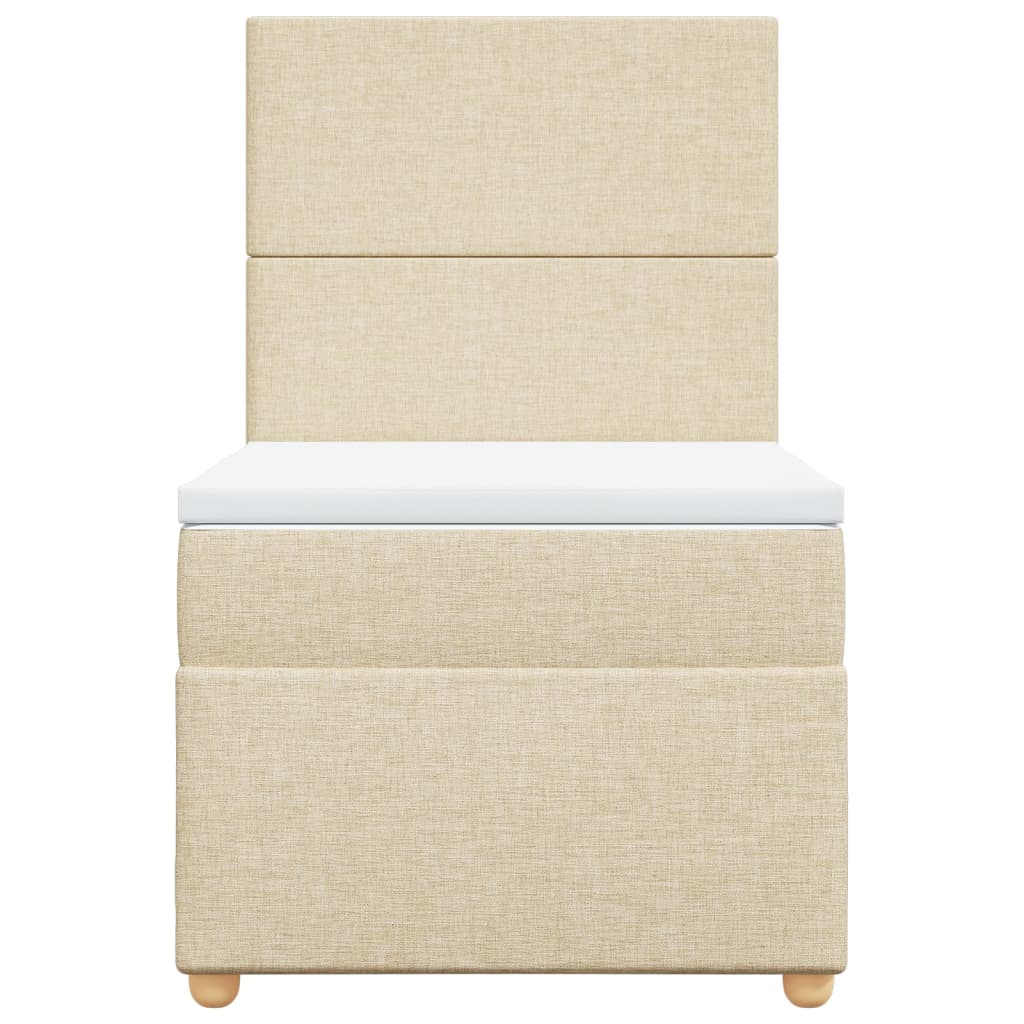 vidaXL Κρεβάτι Boxspring με Στρώμα Κρεμ 90x190 εκ.Υφασμάτινο