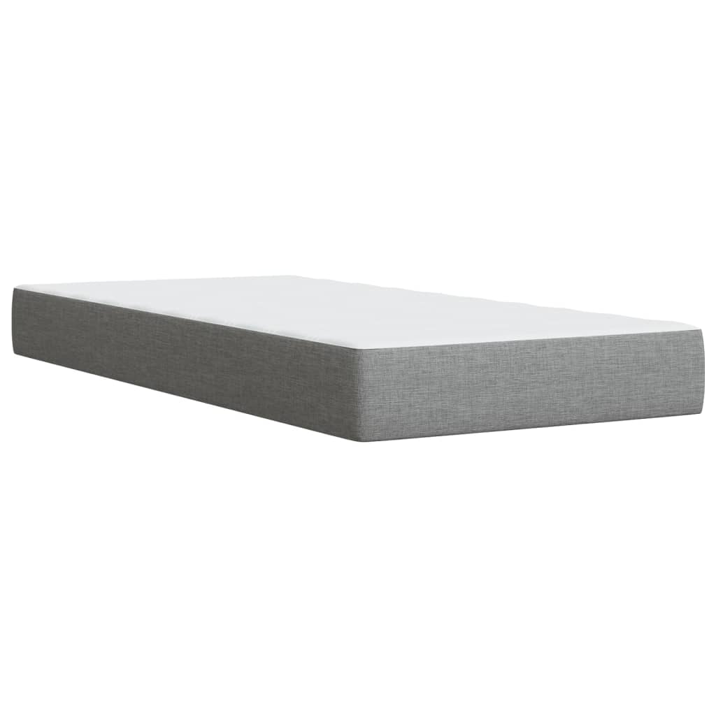 vidaXL Κρεβάτι Boxspring με Στρώμα Ανοιχτό Γκρι 90x190 εκ. Υφασμάτινο