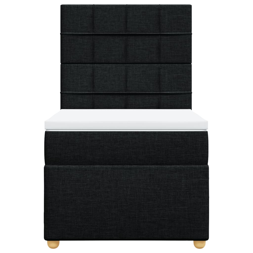 vidaXL Κρεβάτι Boxspring με Στρώμα Μαύρο 90x190 εκ.Υφασμάτινο