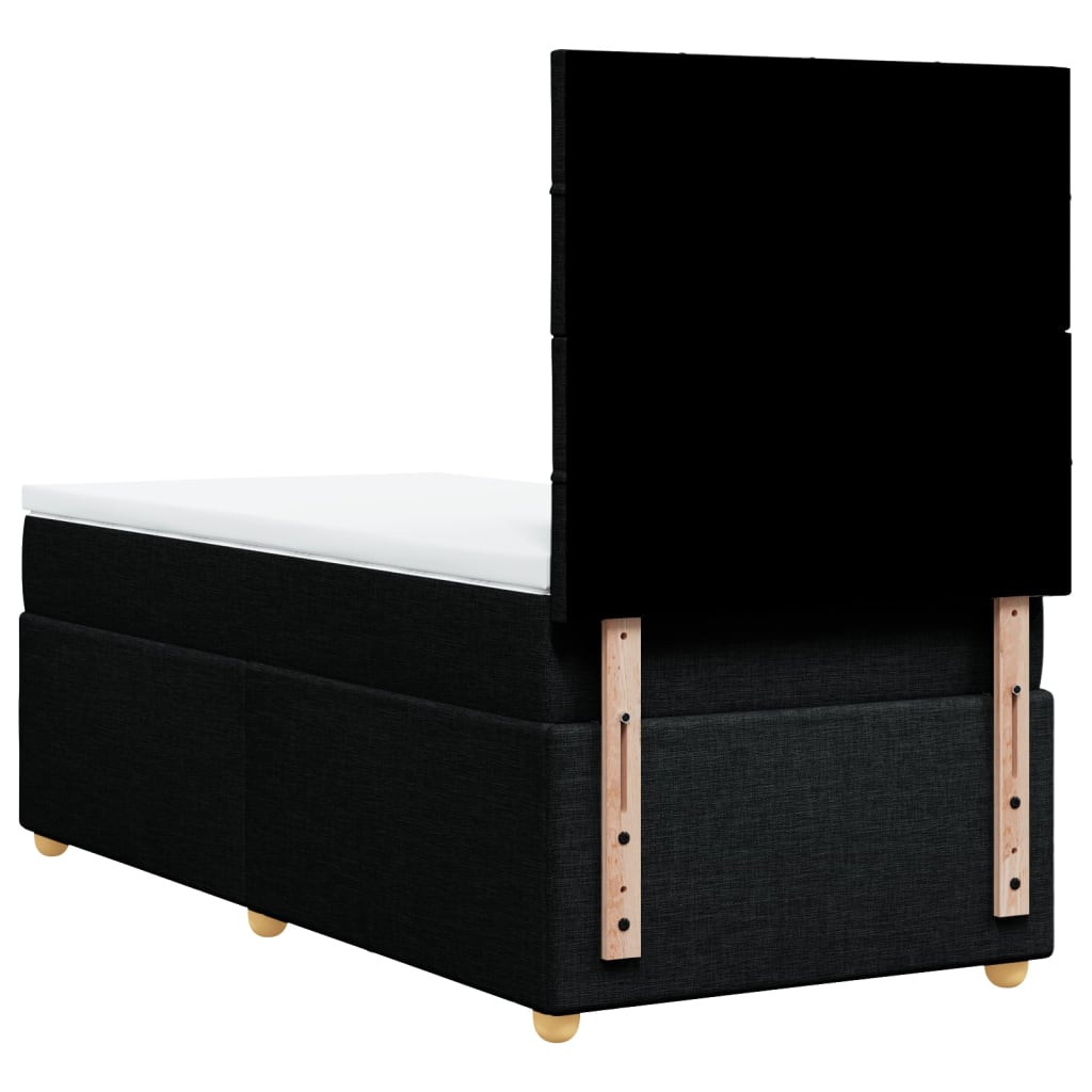 vidaXL Κρεβάτι Boxspring με Στρώμα Μαύρο 90x190 εκ.Υφασμάτινο