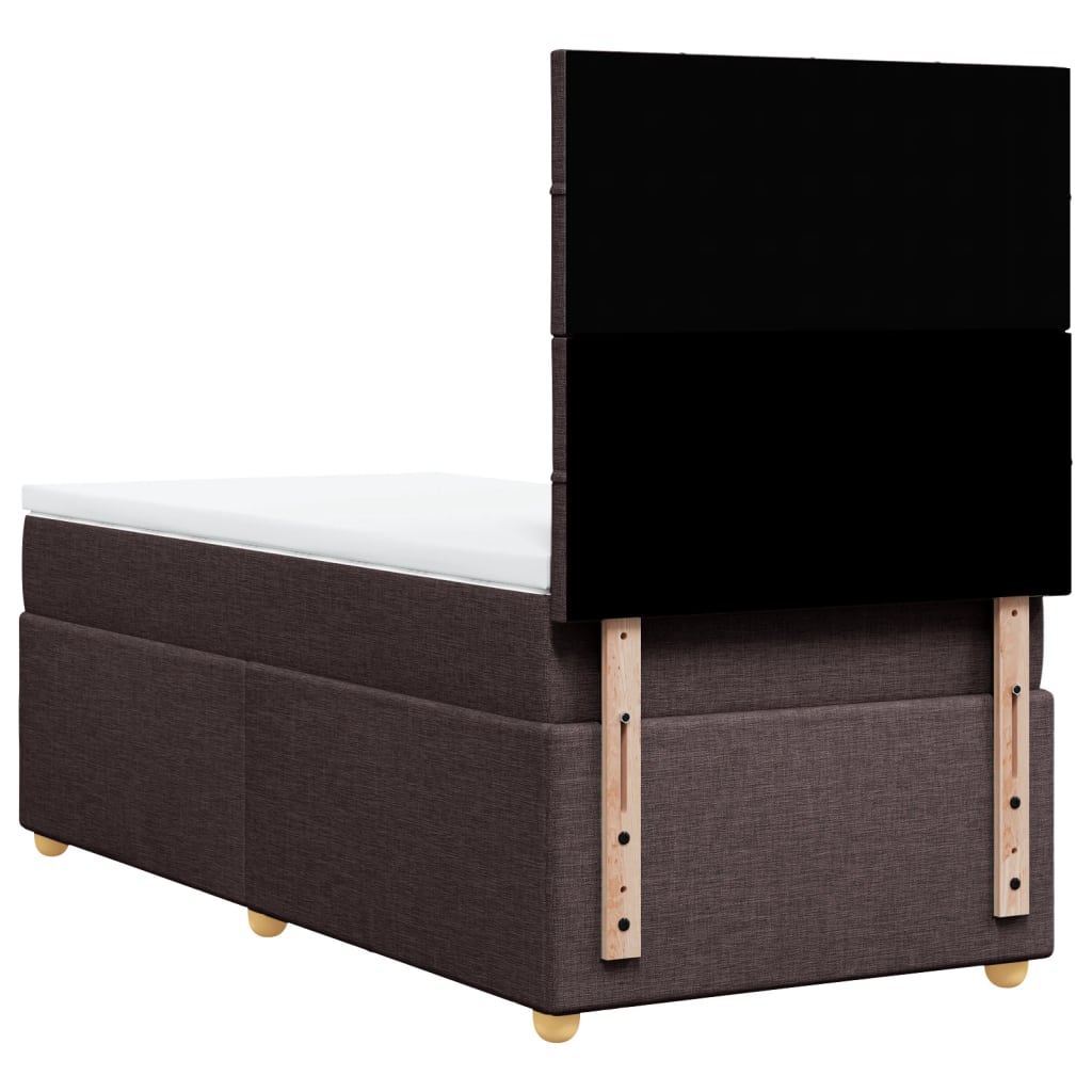 vidaXL Κρεβάτι Boxspring με Στρώμα Σκούρο Καφέ 90x190 εκ. Υφασμάτινο